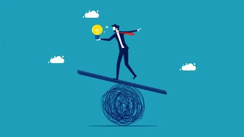 Businessmen tackle problems with creativity on the scale of chaos. vector ill Stock Illustration