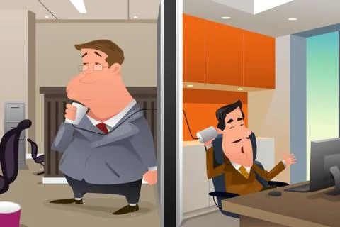 Businessmen Talking Using a String Can Phone Stock Illustration