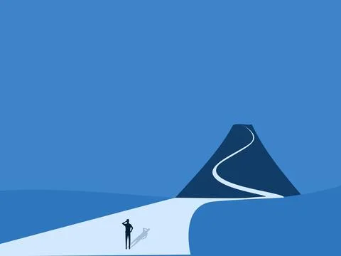 Businessmen think of going to conquer the mountain Stock Illustration