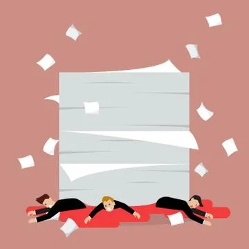 Businessmen under a lot of documents Ilustração Stock