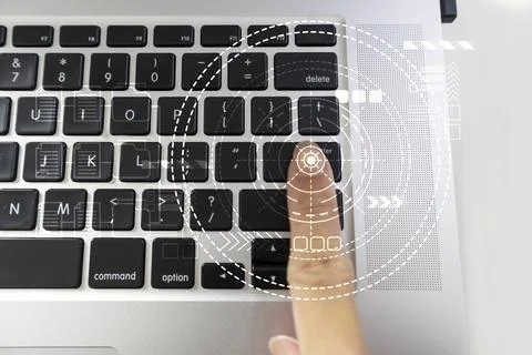 Businessmen use computer in the digital technology world, using online syst.. 스톡 사진