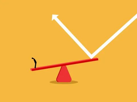 Businessmen use seesaws to make the graph turn upwards Stock Illustration