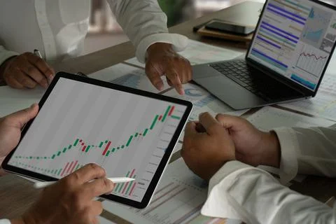 Businessmen Using Analytics Data Analytics Statistics Information Business .. Stock Photos