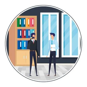 Businessmen using smartphone in the workplace 스톡 일러스트