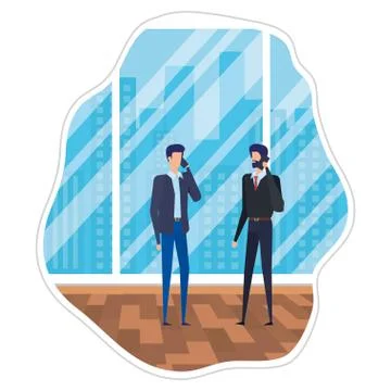 Businessmen using smartphone in the workplace 스톡 일러스트