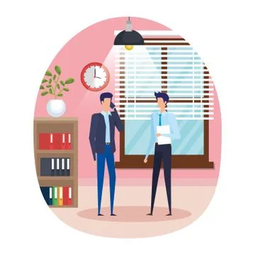 Businessmen using smartphone in the workplace 스톡 일러스트