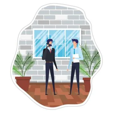 Businessmen using smartphone in the workplace Illustrazione stock