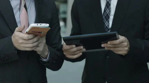Businessmen using tablet and smartphone: working, coworker, business, web, wi-fi Stock Footage 42992398