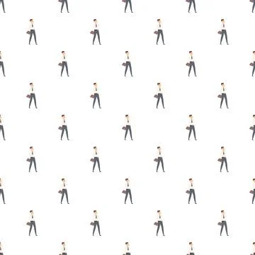 Businessmen walking with briefcases seamless pattern Stock Illustration
