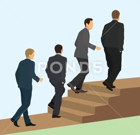 Businessmen Walking Up Stairs Stock Illustration