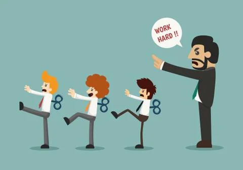 Businessmen with wind-up key Stock Illustration