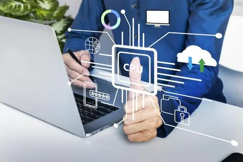 Businessmen work confidently in the process of working with network process.. Stock Photos
