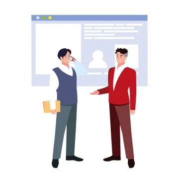 Businessmen in the work office making presentation 스톡 일러스트