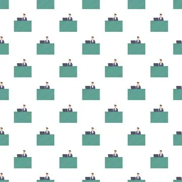 Businessmen working on laptops repeating seamless pattern Stock Illustration