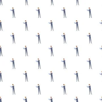 Businessmen working on laptops seamless pattern background 库存插图