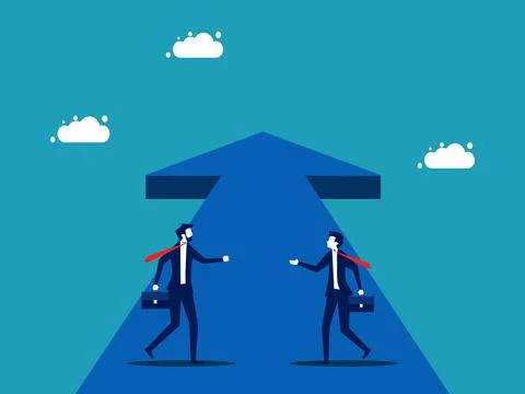 Businessmen working together to create progress and business growth. vector i Illustrazione stock