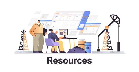 Businesspeople analyzing resources statistics data carbon credit concept 스톡 일러스트