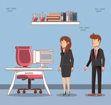 Businesspeople avatars with work time elements Stock Illustration