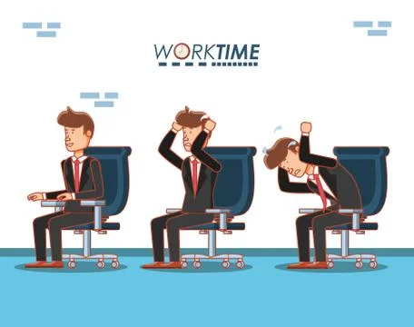 Businesspeople avatars with work time elements Stock Illustration