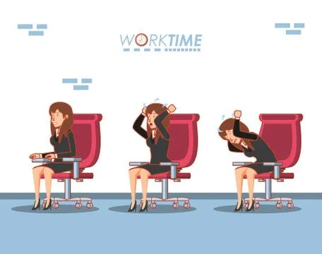Businesspeople avatars with work time elements Stock Illustration