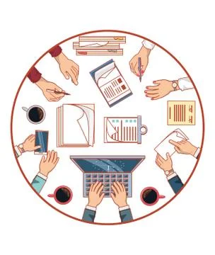 Businesspeople avatars with work time elements Stock Illustration