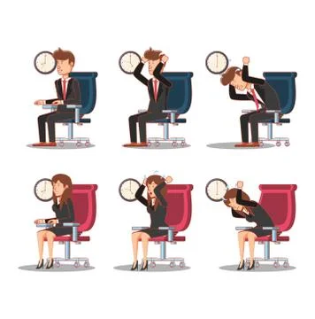 Businesspeople avatars with work time elements Stock Illustration