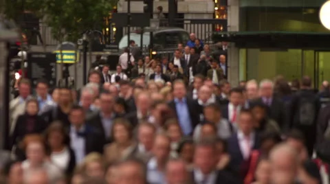 Businesspeople on a busy street in London Stock Footage