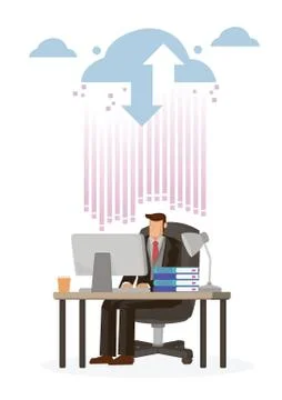 Businesspeople with Cloud Computing Concept. 스톡 일러스트