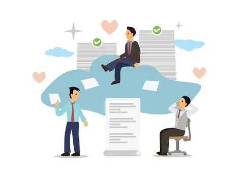 Businesspeople with Cloud Computing Concept. 스톡 일러스트