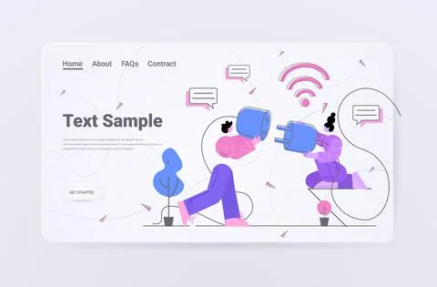 Businesspeople connecting electrical plug with socket business connection new Illustrazione stock