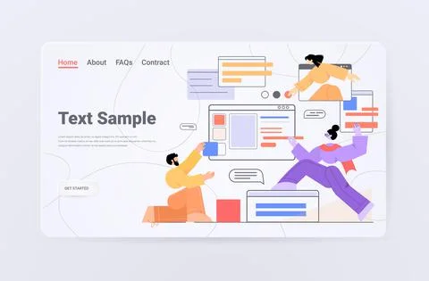 Businesspeople developers creating computer app user interface application Stockillustratie