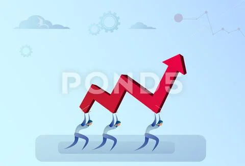 Businesspeople Group Holding Financial Arrow Up Successful Business Team Stock Illustration