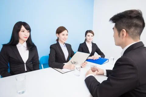 Businesspeople with interview Stock Photos