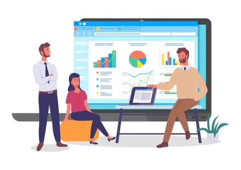 Businesspeople, programmers, coders analysing data, chart, graphics Stock-Illustration