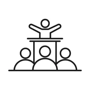 Businesspeople seminar work management developing successful line style icon Stock Illustration