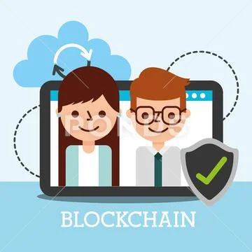 Businesspeople tablet online cloud data check mark Stock Illustration