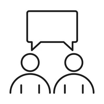 Businesspeople talking work management developing successful line style icon Stock Illustration