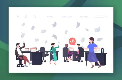 Businesspeople throwing papers conflict problem concept businesspeople arguin Stock Illustration