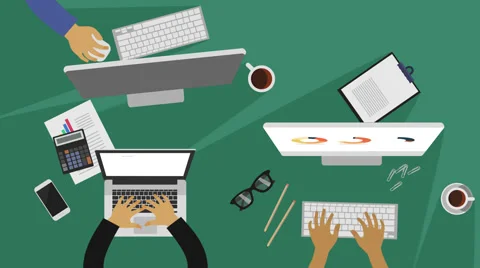 Businesspeople Using Computer At Office Stock Footage 58097508