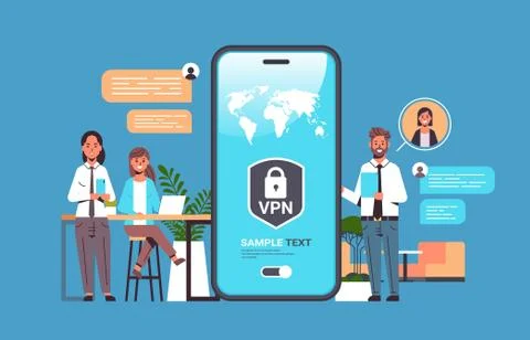 Businesspeople using virtual private network vpn for communication cyber Stock Illustration