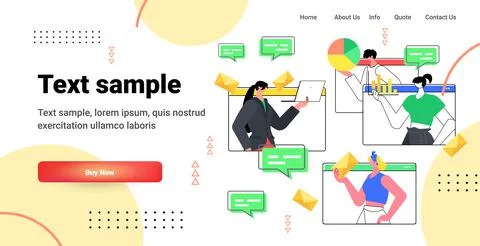 Businesspeople in web browser windows reading incoming letters businesspeople 스톡 일러스트