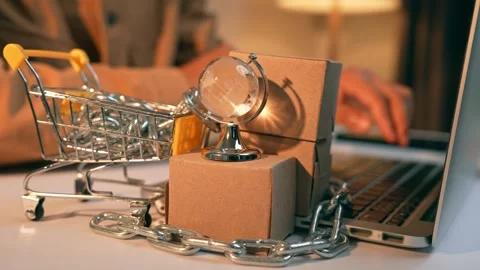 A businessperson arranges boxes. Stock Footage 317600415