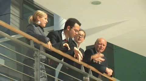 Businessteam on balcony close Stock Footage 85459