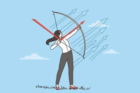 Businesswoman aim at business success or goal Stock Illustration