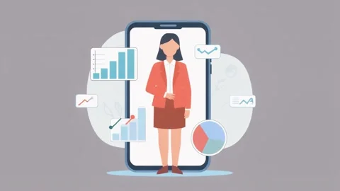 Businesswoman Analyzing Mobile Data Analytics and Financial Reports 4K Stock Footage 328785914