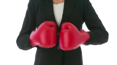 Businesswoman boxing Stock Footage