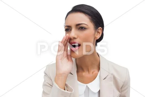 Businesswoman calling for someone Stock Photos