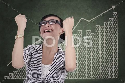 Businesswoman celebrating her achievement Stock Illustration