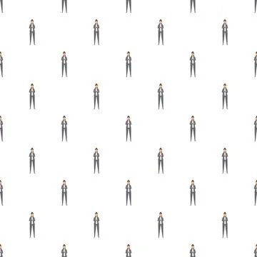 Businesswoman character seamless pattern using digital device 스톡 일러스트