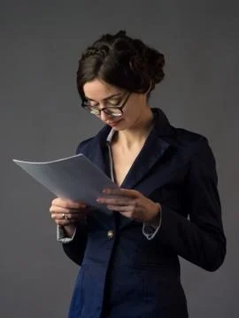 Businesswoman  with documents Stock Photos